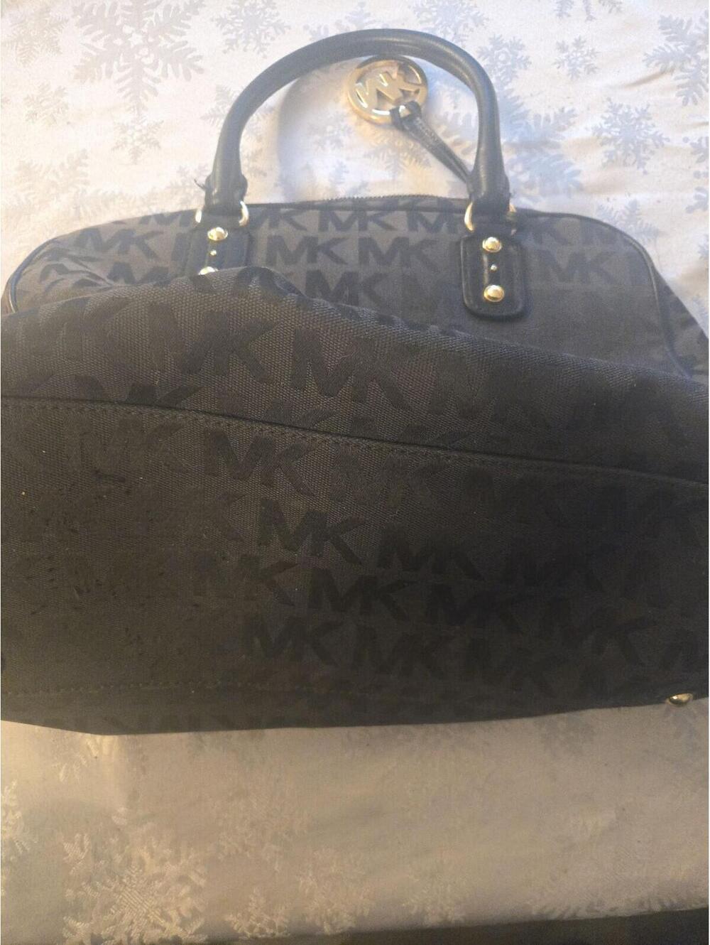 Michael Kors Signature Logo Jet Set Satchel Bag in Black Canvas - Picture 4 of 7